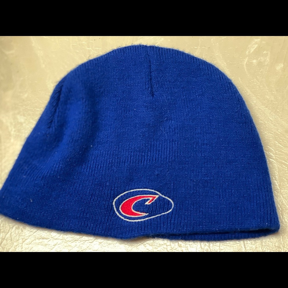 Winter knit skull cap with “c” insignia